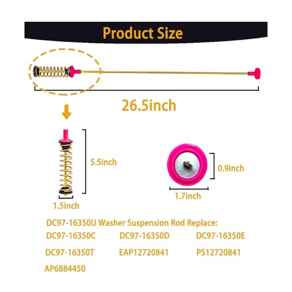 Washer Suspension Rod Kit DC97-16350U DC97-I6350T for Samsung Washing Machine - Picture 7 of 7